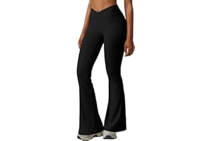 Zhiaek Pantalon Yoga Femme Fluide Pantalon Patte D'elephant Taille Haute Extensible Bootcut Yoga Pants Leggings Fitness Gym Exercice Jogging D'entraînement Pantalons