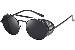 AidShunn Unisex SteamPunk Sunglasses Classic Retro Style Metal Round Goggle