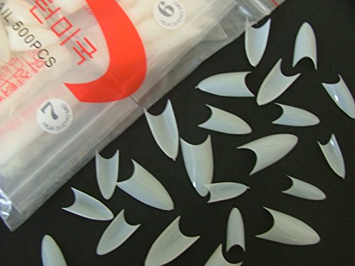 500 Natural Stiletto Point Acrylic Nail Tips by Pretty Poppet
