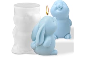 MYHIJU Silikonformen Gießformen Ostern,Niedlich Hase Kerzenformen Zum Gießen Stehend Mit Geschlossenen Augen Kaninchen Kerzen Formen Silikon 3D Tier Rabbit Bunny Kerzenform Für Deko Aesthetic Room Decor