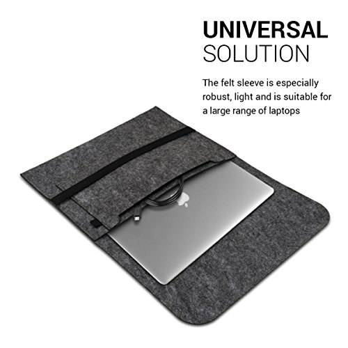 kwmobile Laptoptasche Filz Sleeve f  r 15  15 6 Laptop Ultrabook - Notebook Tasche Schutzh  lle Laptop Case H  lle in Dunkelgrau mit Innentaschen Inne