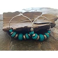 ✿ BOHO TRIBAL TÜRKISE CREOLEN ✿ Ohrringe im Bali Stil
