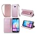 Produktbild Lonchee Samsung Galaxy S6 edge Wallet Tasche Brieftasche Schutzhülle , geprägten Design Hochwertige PU Leder Folio Tasche Case Hülle im Bookstyle mit Standfunktion Kredit Kartenfächer (Rose Gold)