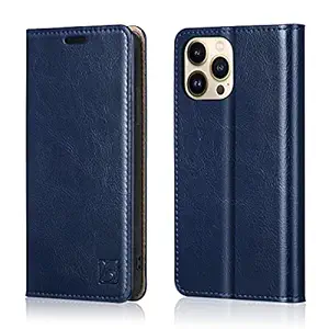 Belemay Compatible with iPhone 13 Pro Wallet Case, Protective Genuine Leather Flip with RFID Blocking Card Holders [Undetachable Soft Interior Shell] Folio Cover for Men Women (6.1-inch 2021) Navy