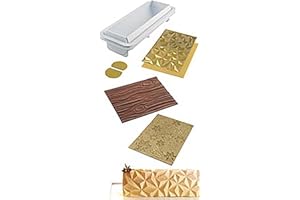 silikomart | Set de moules en Silicone DIAMOND BUCHE, FROZEN BUCHE MAT, MAGIC WOOD MAT, antiadhésif, Lot de 3 tapis à gâteaux, 3D Design, 250 x 185 mm, h 6 mm, Made in Italy