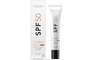 MÁDARA Organic Skincare | Creme Solaire Visage SPF50 - Ultra-bouclier Aux Cellules Souches Végétales - 40 Ml, Émulsion D'écran Solaire Avancée, Avec Oxyde De Zinc, Protection UVA/UVB