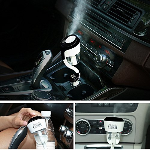Auto Aromatherapie Luftbefeuchter, HiKeep 50ml Ultraschall Luftreiniger Aroma Diffusor mit 2 USB Ports KFZ-Ladegerät, leiser Betrieb, Abschaltautomatik für Auto in schwarz - 4