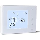 Beok 2-Wire Gas Boiler Thermostat Wall Thermostat Programmable Wired Thermostats Room Thermostats Powered by 2AA Batteries No