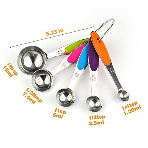 y-spoon sets-uk2, Metall Edelstahl Messlöffel, Set von 5 Messbecher für trockene und flüssige Zutaten - 3