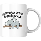 Hi&ccedil; &Ccedil;alışmak İstemem Ep İsterim Yatayım Komik Yazılı Kupa Bardak Hediyelik &Ccedil;ay Kahve Kupası Coffee Mug