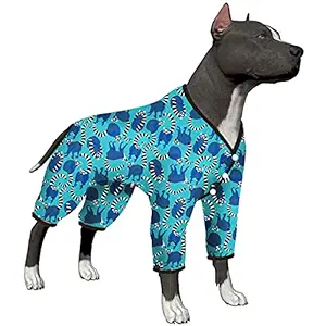 LovinPet661 Big Dog Pajamas for Internal Dog Coat, Pet Anxiety Relief, UV Protection Dog Clothes, Comfy Stretchy Fabric, Wildlife Lemurs Bright Prints Dog Pjs for Large Dogs Pitbull Clothes
