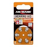 Ansmann Hearing Aid Batteries [Pack of 6] Size 13 Orange Zinc Air Hearing-Aid Suitable for Hearing Aids, Sound Amplifier - 1.45V Mercury Free