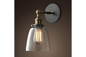 MENGJAY Vintage Industrial E27 Lampada da parete applique da parete Illuminazione Luce da Muro interno antipolvere e lampada da soffitto bagno cucina corridoio in vetro trasparente Senza Lampadina (B)