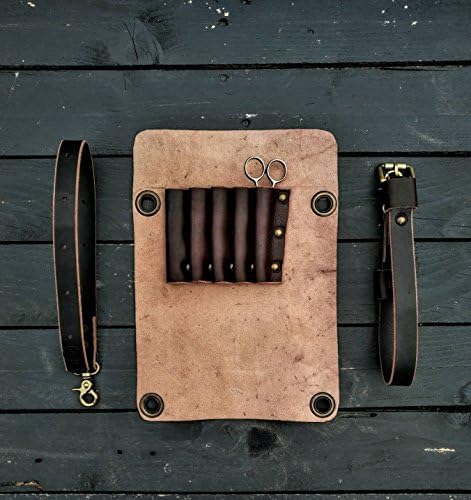 Genuine Leather holster Barber Belt Hairdresser Handmade Leather Tool Roll Barber Made in Italy scissors Hairdresser Full grain leather case
