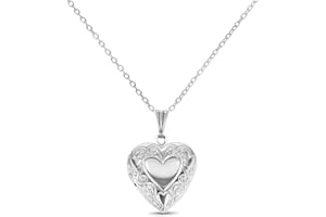 In Season Jewelry Silver Tone Small Love Heart Photo Locket Pendant Necklace Ideal for Toddlers and Little Girls 16" - Classic Tiny Heart Locket Pendant Necklace with 16-inch Chain