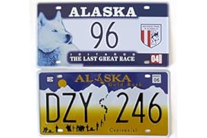 OPO 10 - Set of 2 metal USA car LICENSE PLATES - replicas of real ALASKA American plates