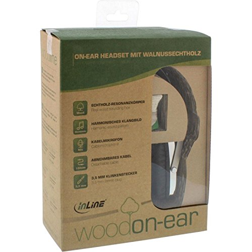 InLine 55358 woodon-ear Headset mit Kabelmikrofon/Funktionstaste walnuß - 9