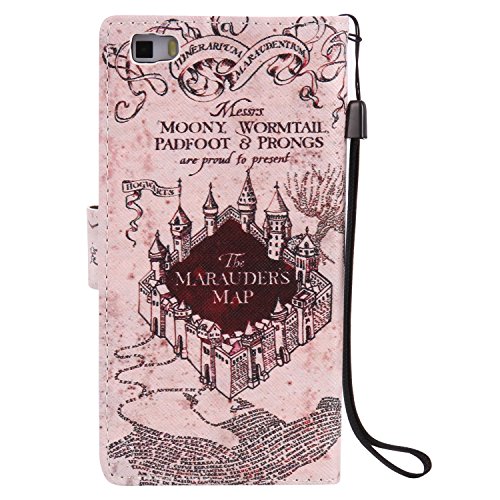 Feeltech HUAWEI P8 Lite Hülle PU-Leder und Brieftasche Bunte Muster Fall mit Magnetverschluss, Hybrid-Kickstand mit Stand-Funktion, schlagen Sie schützende weiche TPU Stoßstangenabdeckung und Kreditkartenhalter für HUAWEI P8 Lite Handgelenk Bügel-Buch-Art-Geldbeutel-Tasche mit 2 In 1 Berühren Sie Stift – Schloss - 3