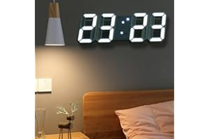 URPIZY Digital Alarm Clock, 3D Modern Digital LED Wall Clock 24/12 Hour Display Timer Alarm Home Brightness to Adjust for Bedroom Living Room Kitchen Office
