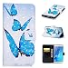 Produktbild CE-Link Samsung Galaxy J5 2016 Hülle 3D Handyhülle Lederhülle Ledertasche Schutzhülle Premium PU Leder Flip Wallet Case Innere Weiche Silikon Handy Tasche Schale Etui mit Kartenfach Magnet Standfunktion Kreatives Motiv Muster Protective Cover Schutz für Galaxy J5 2016 (5,2 Zoll) - Blauer Schmetterling