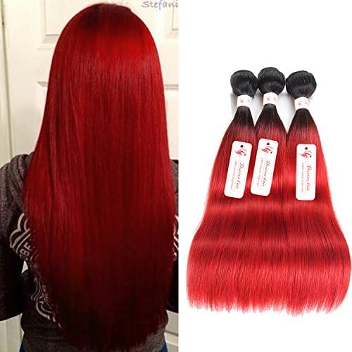 Durian hair Ombre Colour Brazilian Straight Virgin Hair Natural Black To Red Human Hair Weave 3 Bundles 300g/Lot 10 12 14inch