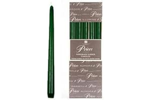 Price's Candles - 10" Venetian Wrapped Dinner Candles - Evergreen - 10 Pack - 7 Hour Burn Time - Unscented - Non-Drip - Solid Colour - Multi-Purpose