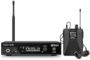 D Debra UHF ST-102 - Sistema di monitoraggio wireless in-ear con audio stereo 300 m, sistema stereo IEM professionale con auricolari di tipo wireless utilizzato per palco o studio (1 zaino)