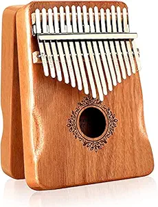 SZJUNXIAO Kalimba Thumb Piano 17 Keys, Portable Mbira Finger Piano Gifts, Solid Mahogany Body with Tuning Hammer, Cloth Bag and Study Instruction, for Kids and Adults Beginners (Wood color)