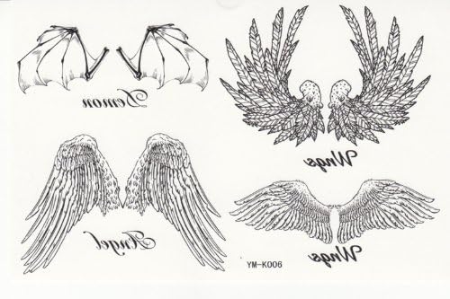 2012 latest new design new release tempoary tattoo waterproof female models black and white angel wings totem tattoo sticker