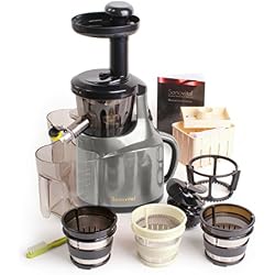 Sanovital 2VB • Extracteur de Jus Compact Vertical • Idéal pour votre cure Détox • Rotation Lente 43 tours • Silencieux • Compatible lave vaisselle • Sans BPA • Couleur Rouge métallisée, Gris métallisé, Blanc ou Noir