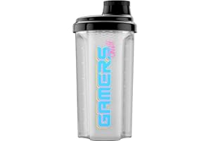 GAMERS ONLY Classic Clear XL-Shaker, auslaufsicher dank Drehverschluss, mit ml-Messskala und Sieb, einfache Reinigung. spülmaschinenfest, 100% Geschmacksneutral und frei von BPA und Weichmachern