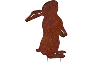 Vosteen Lapin 40 cm Métal Rouille Décoration de jardin acier rouille Grand