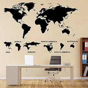 Gadgets Wrap World Map Continents Wall Decal for Office Large Vinyl Wall Stickers