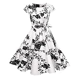 Abendkleid Party Damen Retro Royal Kariertes Muster Prom Weihnachten Schöne Kleid Swing Valentinstag Karneval (Color : G-White, Size : XL)