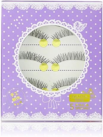 5 Pairs Handmade Natural Soft False Eyelashes Fake Eye Lashes Makeup -Natural Cross Short Style with Adhesive