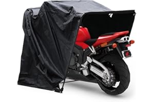 CHERIKIU Motorrad Zelt Garage, 270x105x155 cm Schwarz Faltgarage Motorradgarage Universal Faltgarage Zeltgarage Motorradgarage Schutzplane mit Tragetasche für Motorräder Motorroller Fahrräder Kinderspielzeug