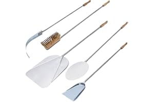 GIEMME 5-teiliges Pizzaschaufel-Set aus Edelstahl für Pizzen mit einem Durchmesser von bis zu 30 cm (Stiellänge cm 115)