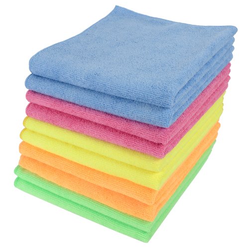 Micro-Pro Microfibre Cleaning Cloths 10 Pack - 280gsm, 40x40cm, Non-Abrasive, High-Density for Home & Professional Use, Durable & Reusable, Multi-Colour, Ideal for Kitchen, Car, Window