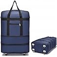 Oumffy Expandable Foldable Abs Luggage Bag Suitcase Collapsible Rolling Travel Luggage Bag Duffel Bag With Wheels For Men Women Lightweight Traveling Foldable Suitcases (Blue,63 Cm,Soft,Spinner)