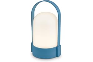 BRILONER - Lampe de table LED sans fil IP44, tactile, dimmable, batterie remplaçable, chevet, lecture, LED, camping, lampe à batterie, extérieur, 9x8x15,5 cm, bleu