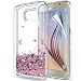 Produktbild Handyhülle Samsung Galaxy S6 Hülle,Handyhülle Samsung S6 Hülle Glitzer,LeYi Neu Original [Glitzer Flüssig] Süße Mädchen Frauen Treibsand Clear Transparent Durchsichtig Silikon TPU Bumper Smartphone Hard Handy Hülle Schutzhülle Back Cover mit Schutzfolie für Samsungs Galaxies S6 Cover Case Handy Hüllen ZX Rosa Rot Rosegold