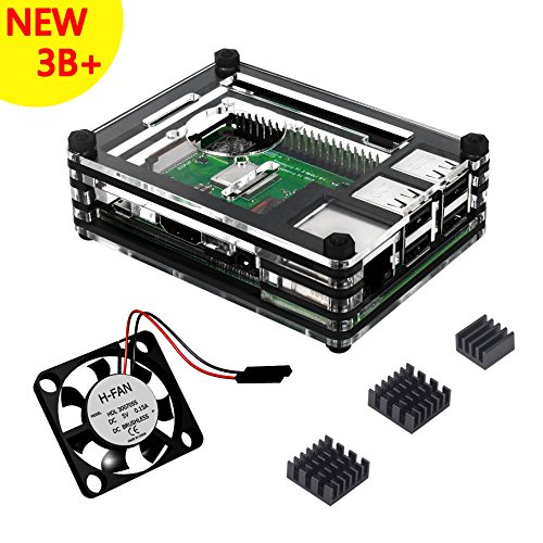 Caja Para Raspberry Pi 3 Modelo B  Plus Carcasa con Ventilador Disipadores de Calor  Negro claro 