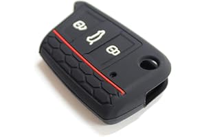 JUNERAIN Cover for chiave auto for Volkswagen Bora Golf 7, con 3 pulsanti, custodia for chiave a distanza in morbido silicone, custodia protettiva for chiave in silicone compatibile con Volkswagen VW