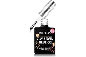 INTOBAS 7 EN 1 Colle Pour Faux Ongles UV Extra Forte, 15ml Colle Capsule Americaine Ongle, Gel Gummy Base Pose Americaine, Colle à Ongles UV Gel Longue Duré