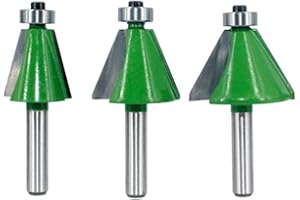 BIGP 3 Pezzi 8mm Shank Fresa per bordi smussati, 15 Gradi 22.5 Gradi 30 Gradi Chamferandbevel Fresa per Legno Fresa per lavorazione del legno