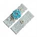 Produktbild Fankeshi Strumpfband mit Spitze, Perlen, Brautschmuck, Strumpfband für Hochzeiten, 2 Stück - Blau - Groß
