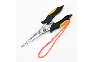 MILLION SOURCE Alicates de pesca de 7.1 '' herramienta removedor de gancho de acero inoxidable Luya alicates de pesca con funda y cordón