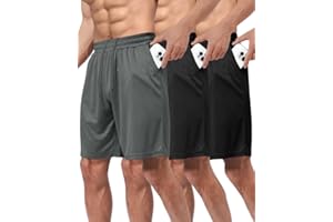 BOOJO 3er Pack Sporthose Herren Kurz Hosen mit Taschen Sport Shorts Schnell Trocknend Trainingshose für Gym Fitness