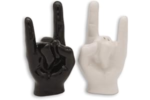 Winkee Rocks – Rock Hand Salt & Pepper Shaker in ceramica I Spargispepe roccioso in metallo effetto mano I Heavy Metal Regalo