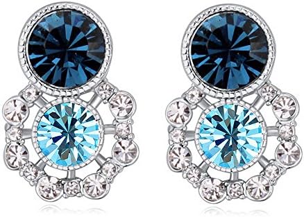 Oudora Flower Circle Shaped Style Made with Swarovski Crystal Fashion Women Jewelry Earrings